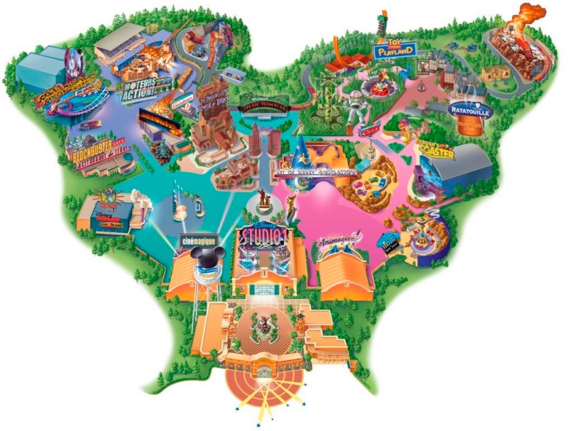Mapa do parque Walt Disney Studios em Paris
