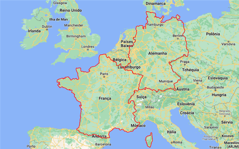 Mapa da França e Alemanha
