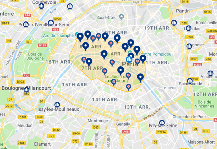 Mapa da melhor região para se hospedar em Paris