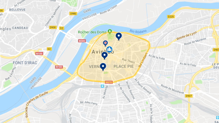 Mapa da melhor região para se hospedar em Avignon
