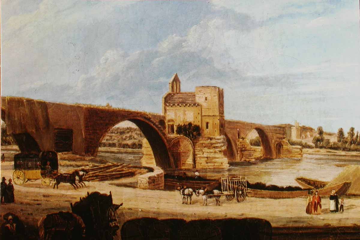 Foto antiga da Ponte Saint-Bénézet em Avignon