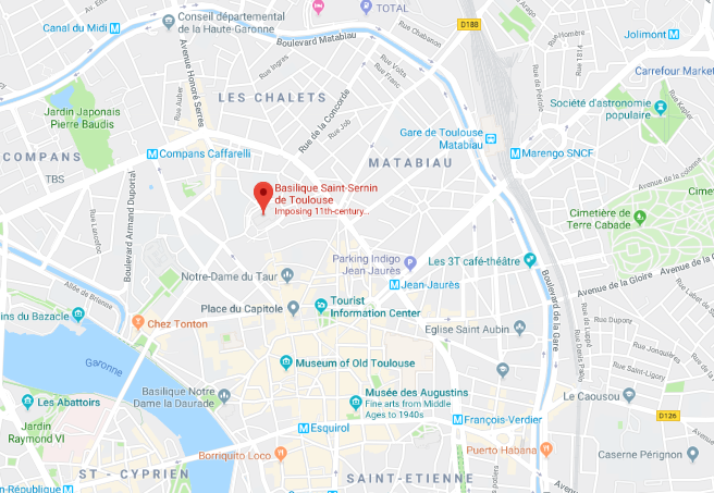 Mapa da Basílica de Saint Sernin em Toulouse